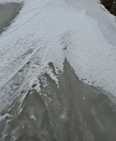 Ağrı’nın dondurucu soğuğu Murat Nehri’ni buzla örttü